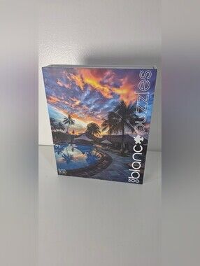 Blanc 500-Piece Puzzle Tropical Sunset Pool Scene
